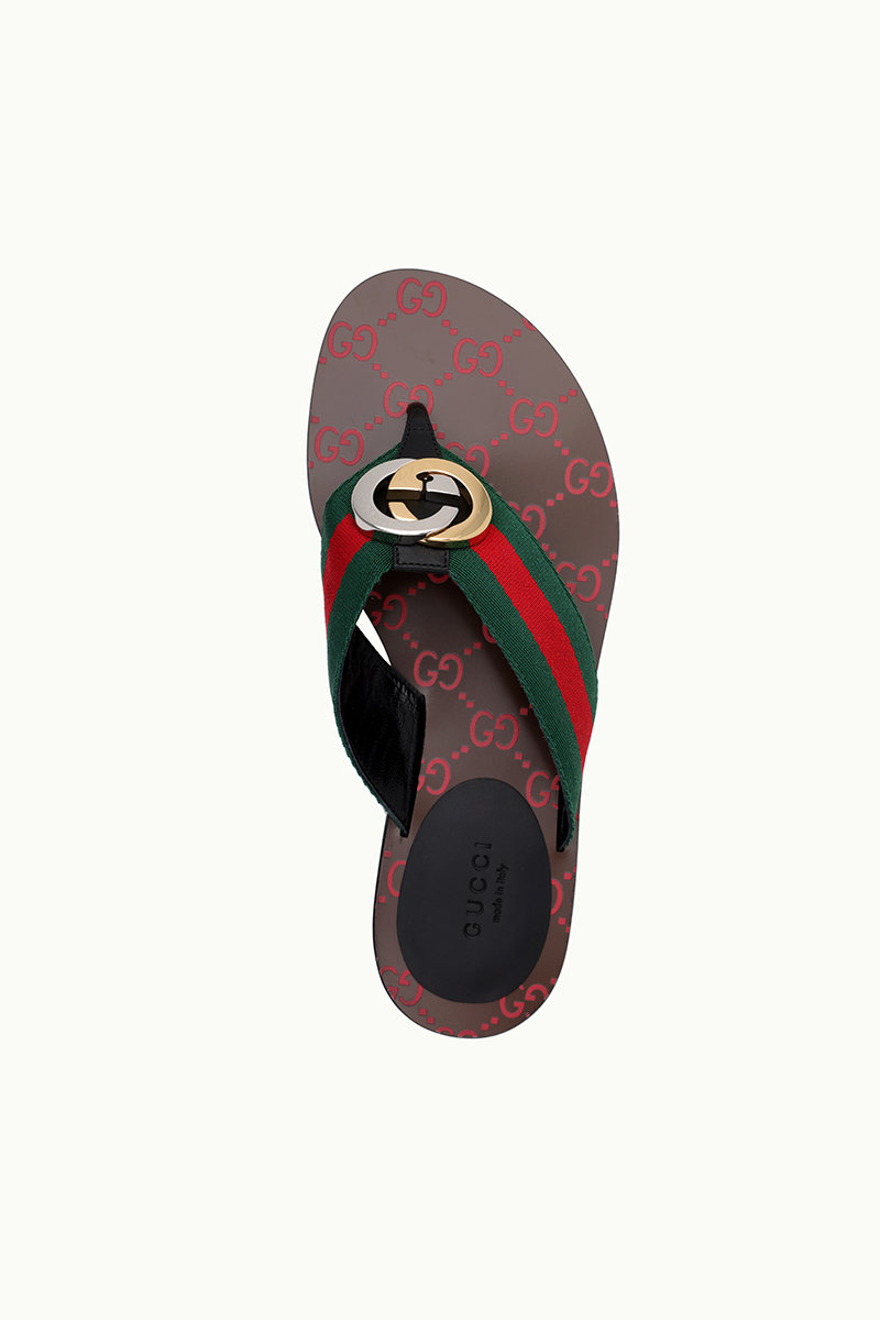 GUCCI Women GG Thong Web Sandals in Black with Interlocking G  3