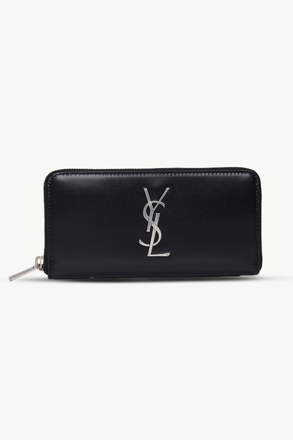 SAINT LAURENT Wallet Zip Around in Black Smooth Leather SHW 0