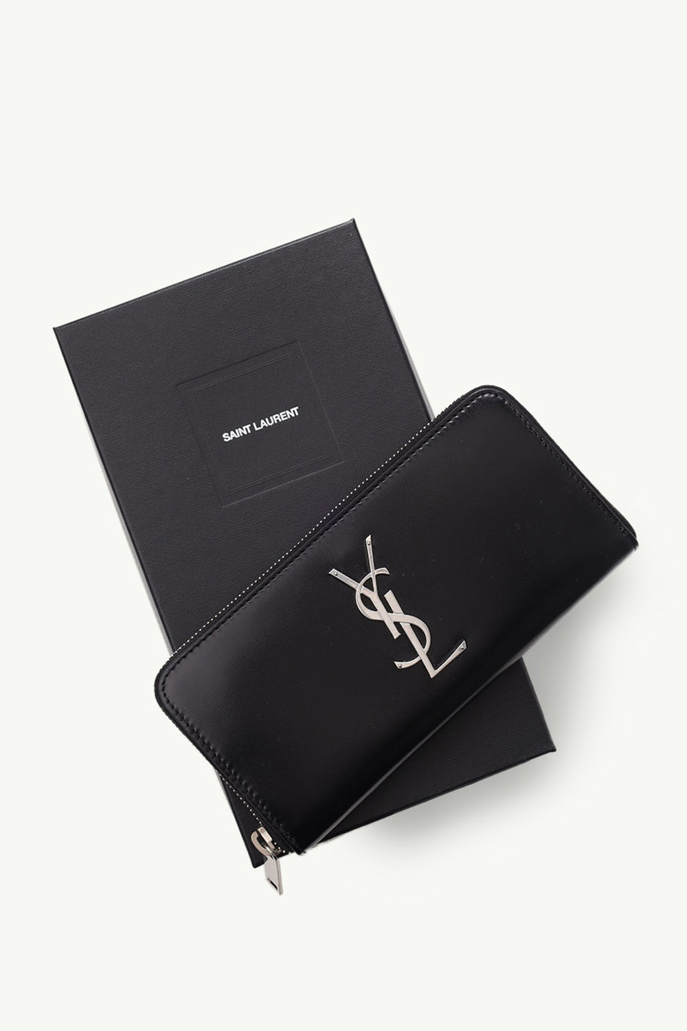 SAINT LAURENT Wallet Zip Around in Black Smooth Leather SHW 3