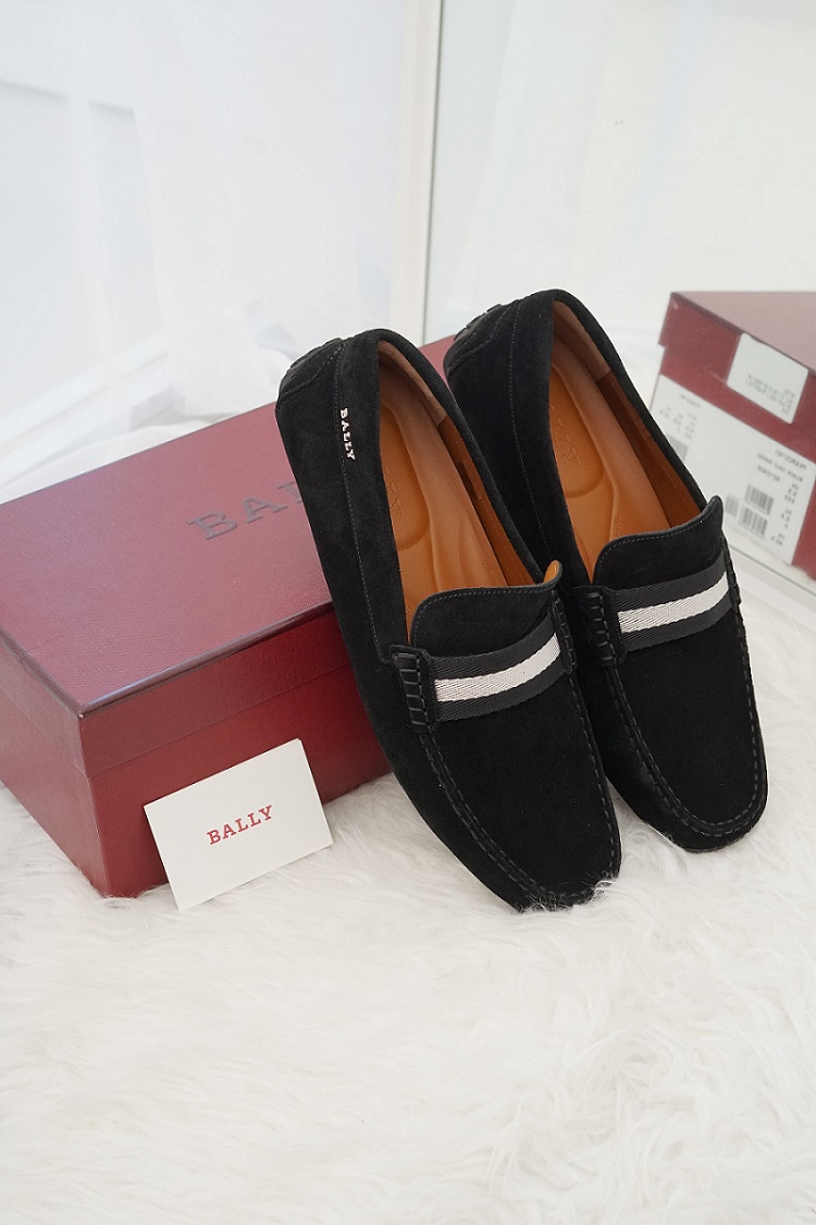 BALLY Men Driver Pearce Loafers in Black Suede with Trainspotting Stripe 3