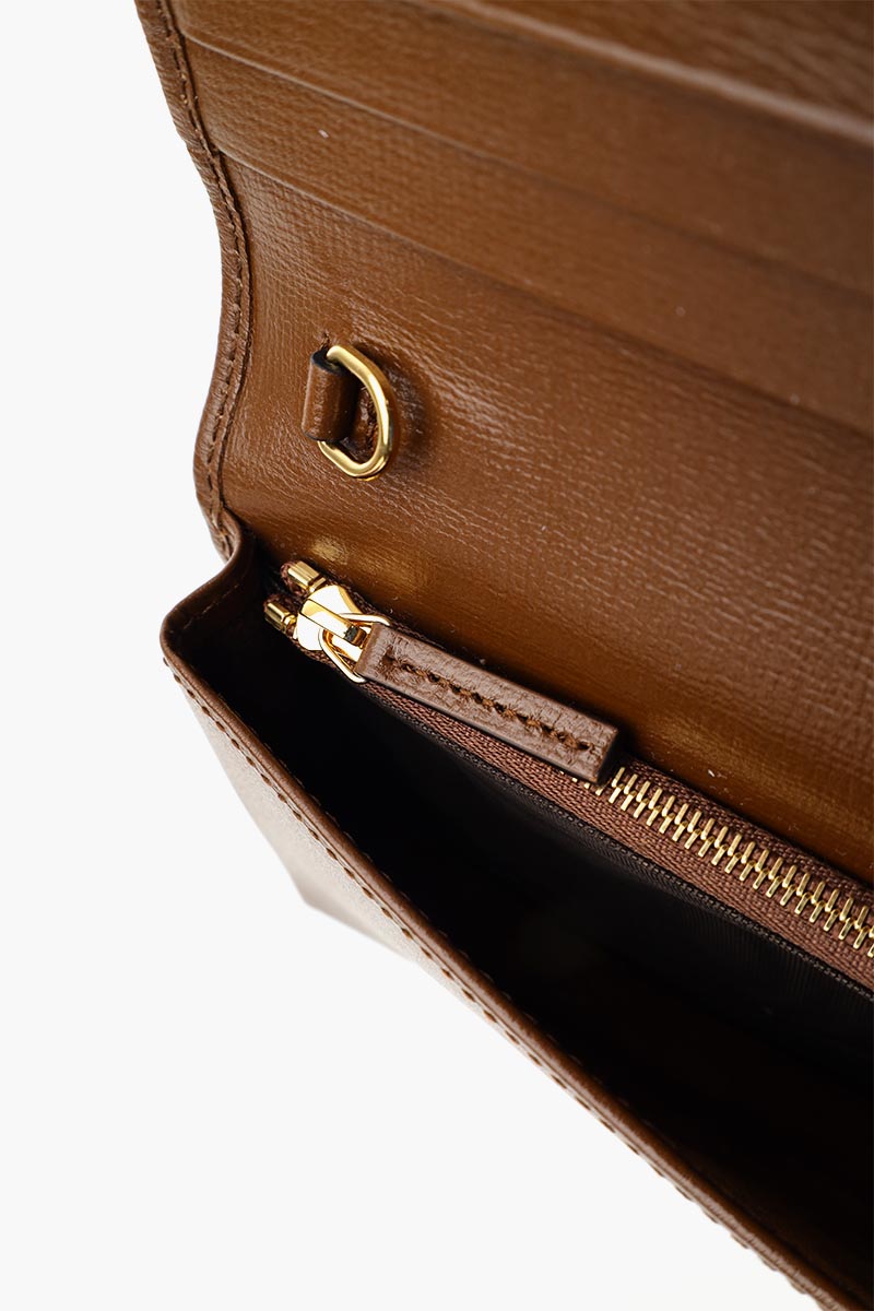 GUCCI GG Supreme Horsebit 1955 Wallet In Beige/Ebony with Chain 3