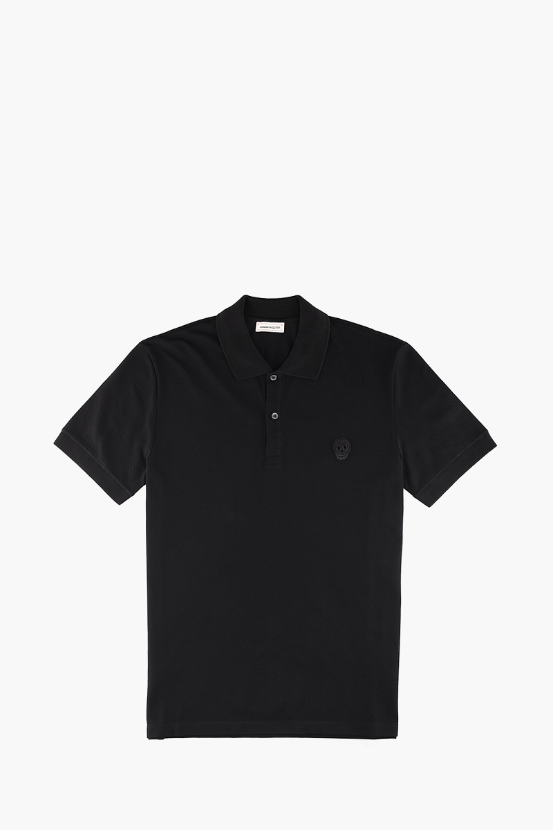 ALEXANDER MCQUEEN Men Skull Embroidered Polo Shirt in Black 0