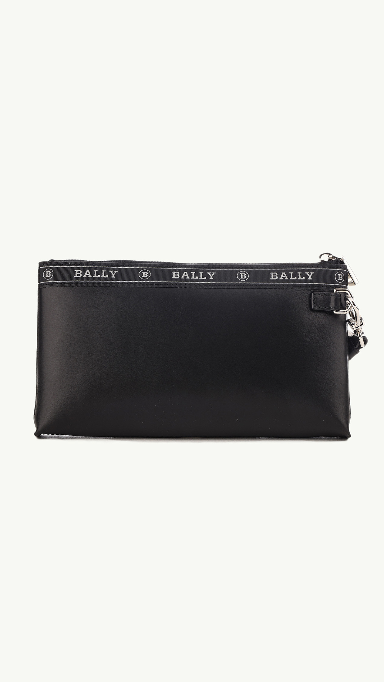 BALLY Beryer Phone Wallet in Black Bovine Leather with Red/White Stripe 1