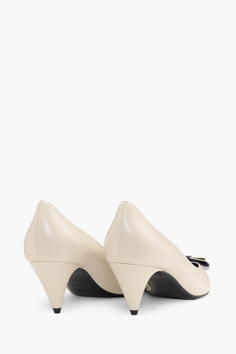 SAINT LAURENT Anais Pumps 55mm in Pearl/Navy Smooth and Patent Leather 2