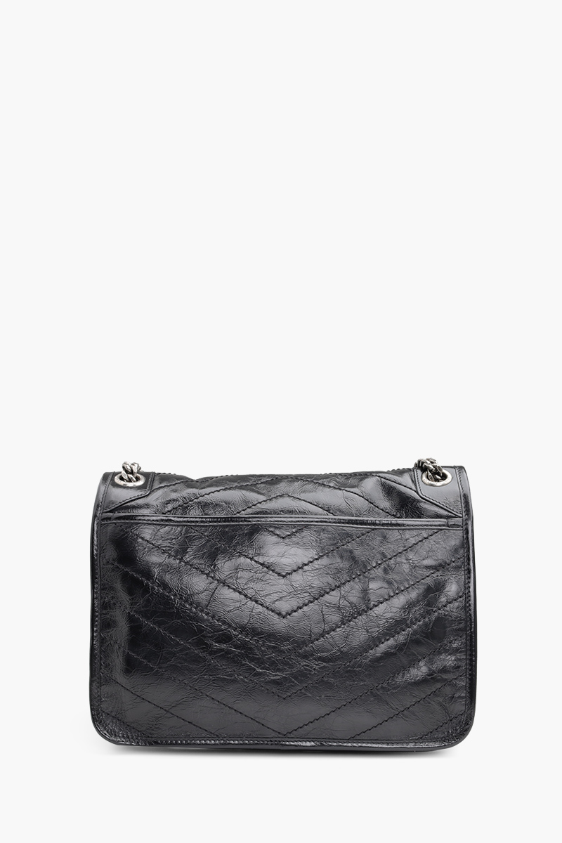 SAINT LAURENT Medium Monogramme Niki Shoulder Bag in Black Grained RHW 1