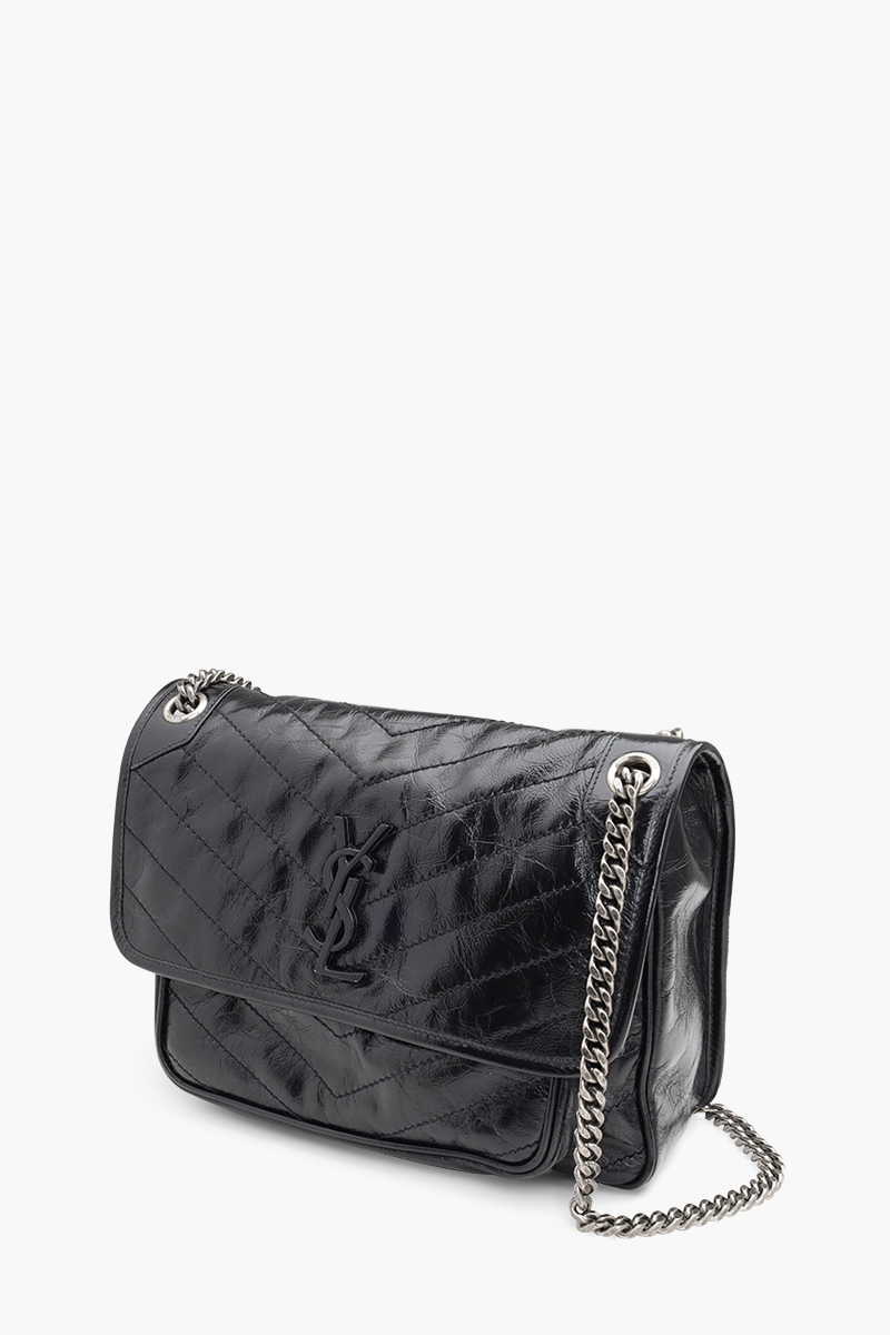 SAINT LAURENT Medium Monogramme Niki Shoulder Bag in Black Grained RHW 2