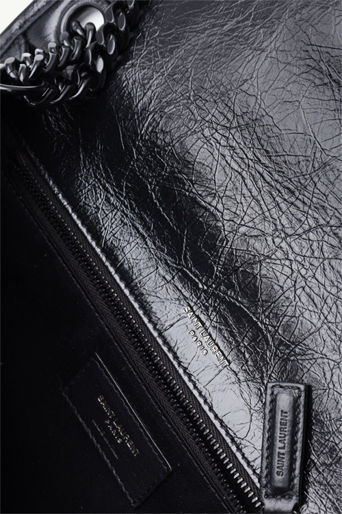 SAINT LAURENT Medium Monogram Niki Shoulder Bag in Black Vintage Crinkled Leather BHW 3