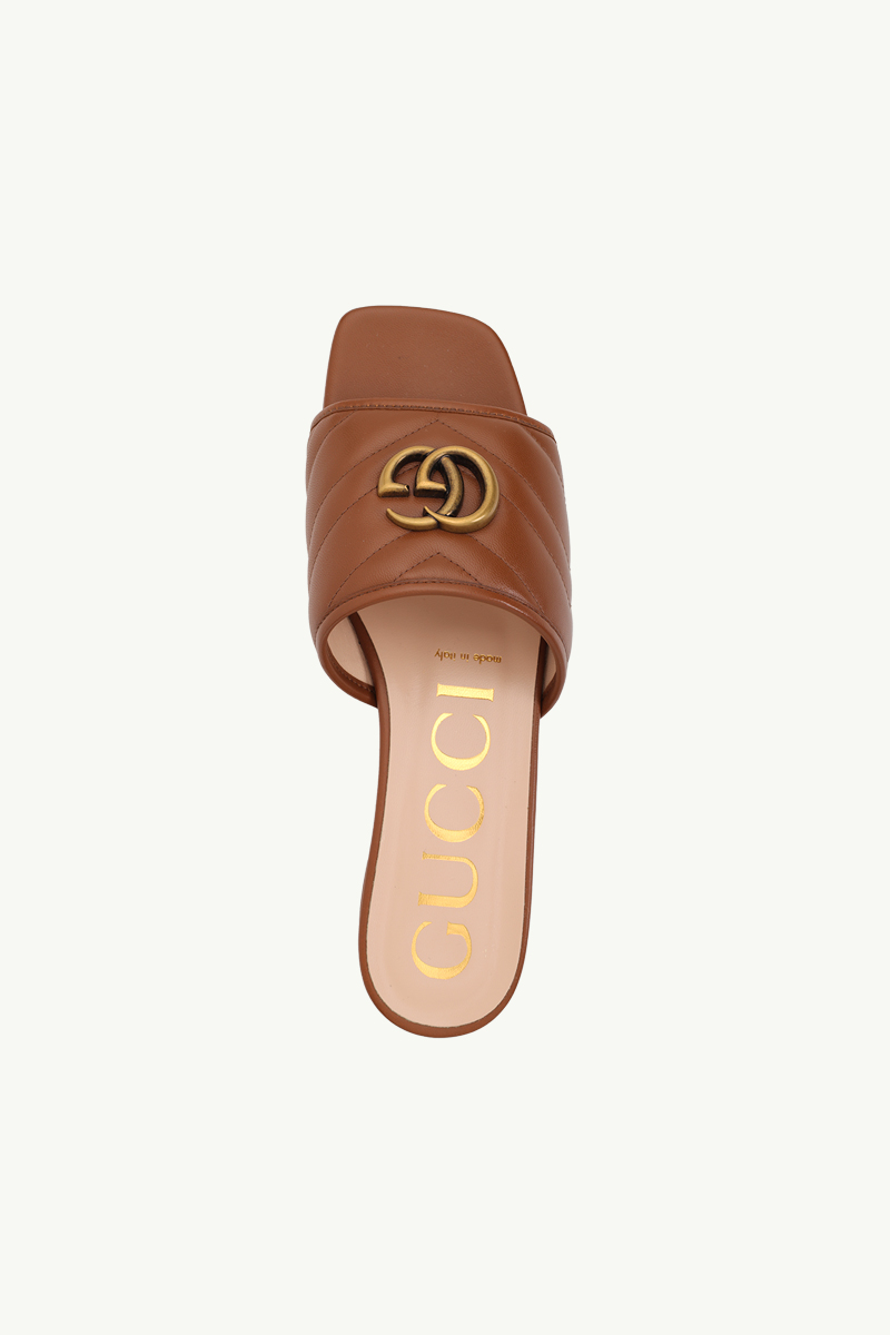 GUCCI Women GG Matelasse Slide Sandals in Cuir Leather 3