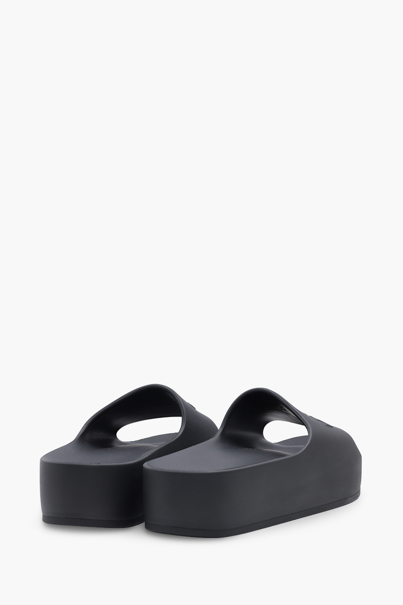 BALENCIAGA Women Chunky Slide Sandals in Black with Embossed Logo 2