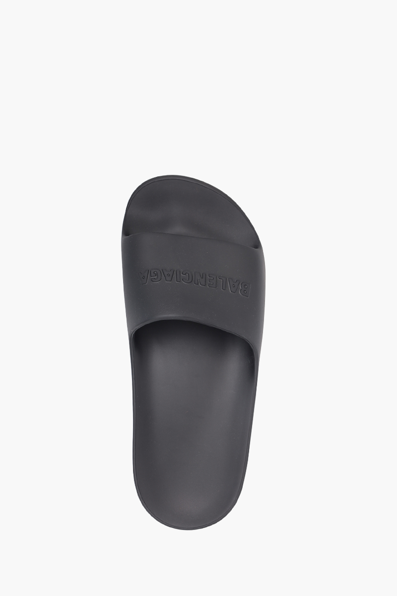 BALENCIAGA Women Chunky Slide Sandals in Black with Embossed Logo 3