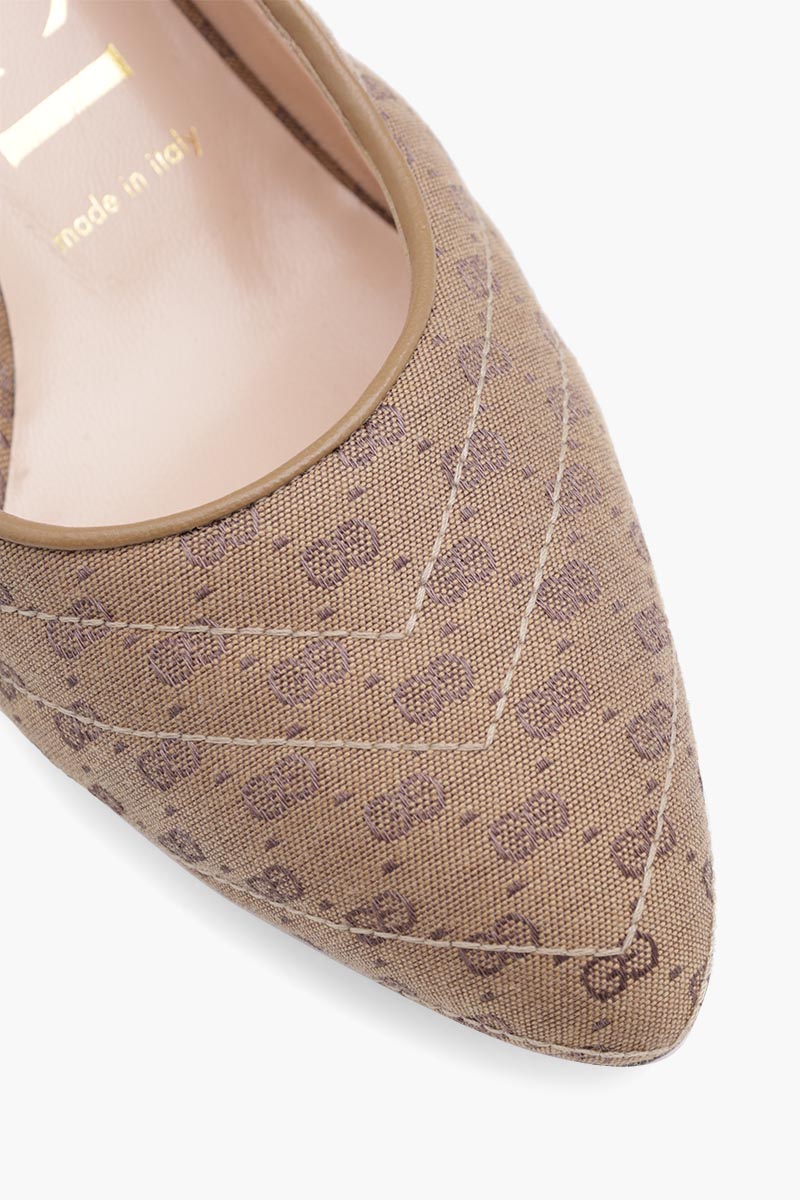 GUCCI Women Mini GG Supreme Slingback Pumps 55mm in Beige/Ebony Canvas 4