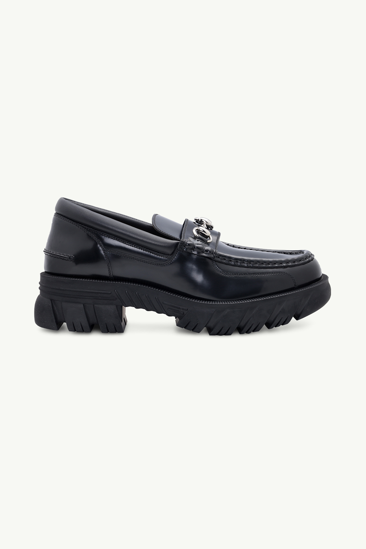 GUCCI Men Horsebit Rubber Sole Loafers 40mm in Black Smooth Leather SHW 0