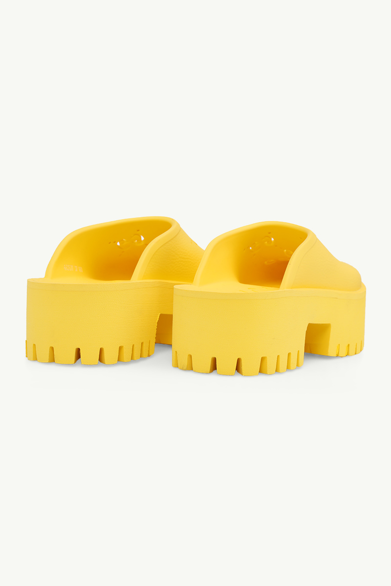 GUCCI Women GG Perforated Plaform Slip-On Sandals 55mm in Yellow Rubber 2