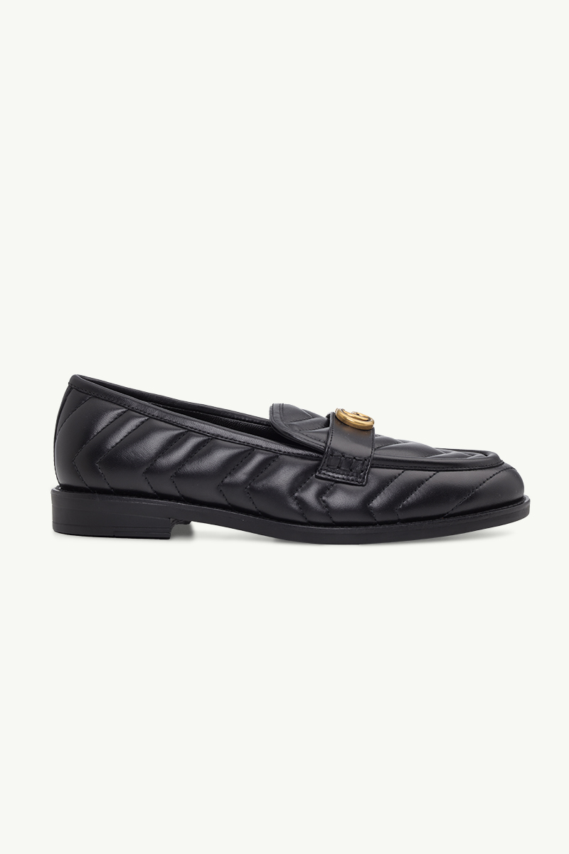 GUCCI Women Double G Loafers 15mm in Black Quilted 0