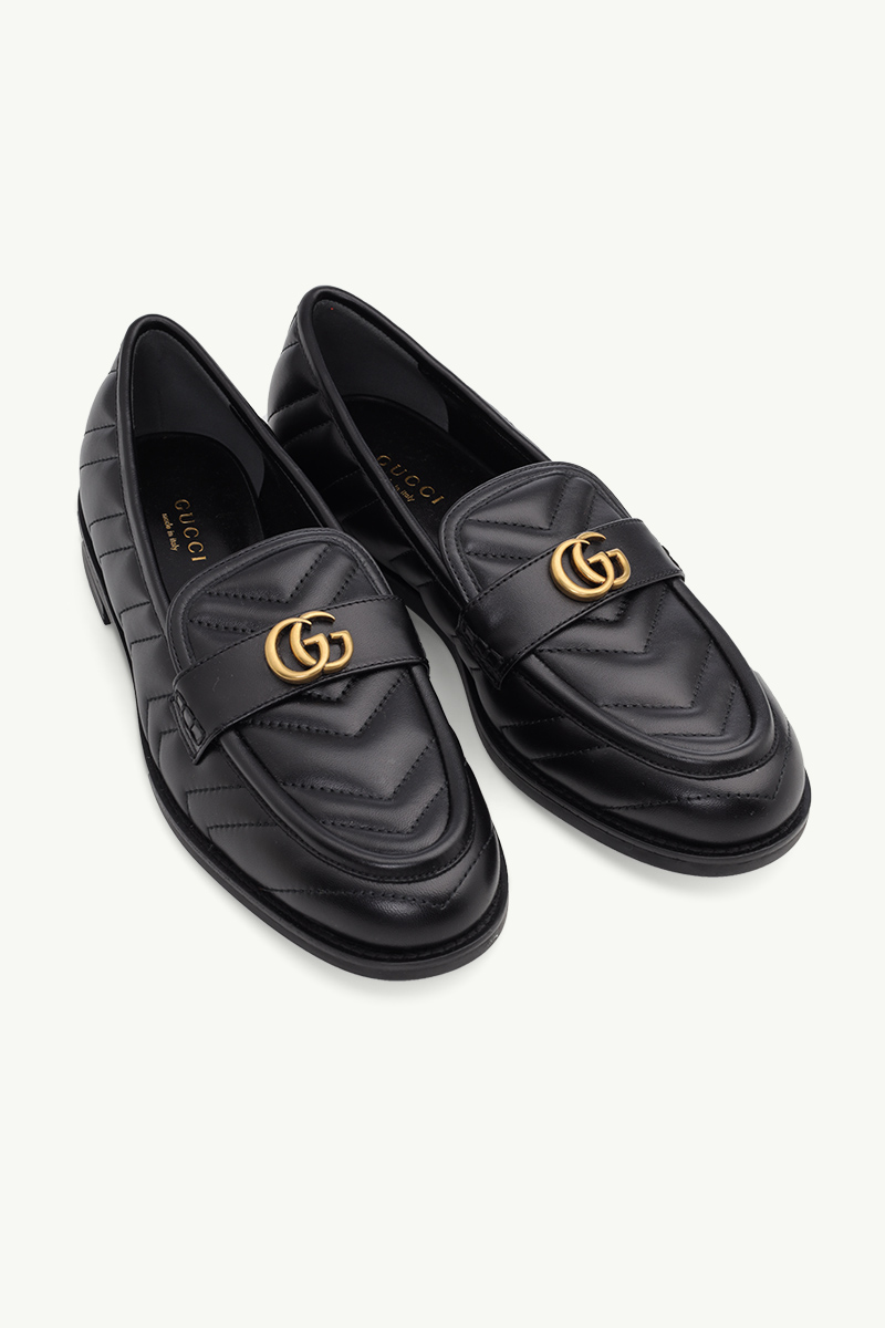 GUCCI Women Double G Loafers 15mm in Black Quilted 1