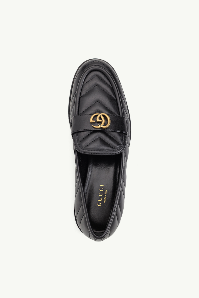 GUCCI Women Double G Loafers 15mm in Black Quilted 3