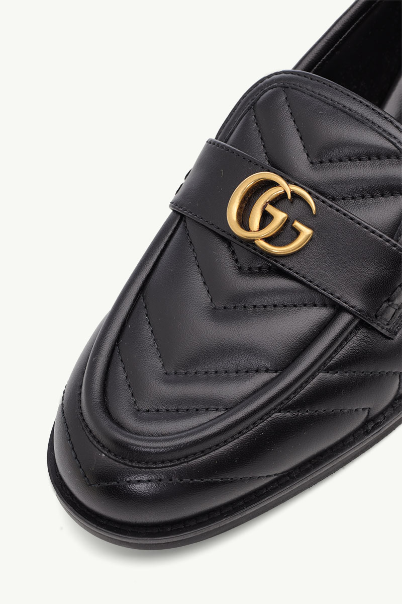 GUCCI Women Double G Loafers 15mm in Black Quilted 4