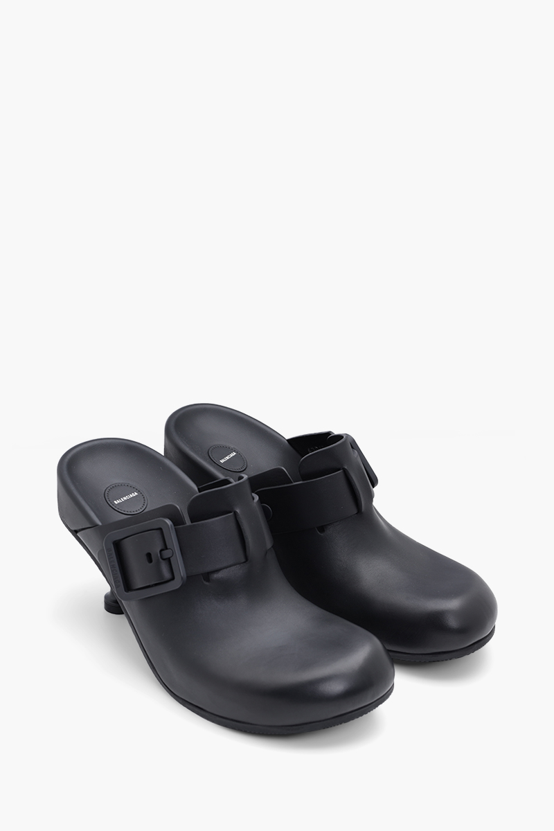 BALENCIAGA Women Mallorca Mules 80mm in Black with Buckle 1