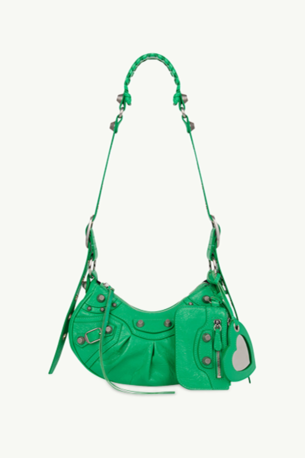 BALENCIAGA Le Cagole XS Shoulder Bag in Green Arena Lambskin SHW 0