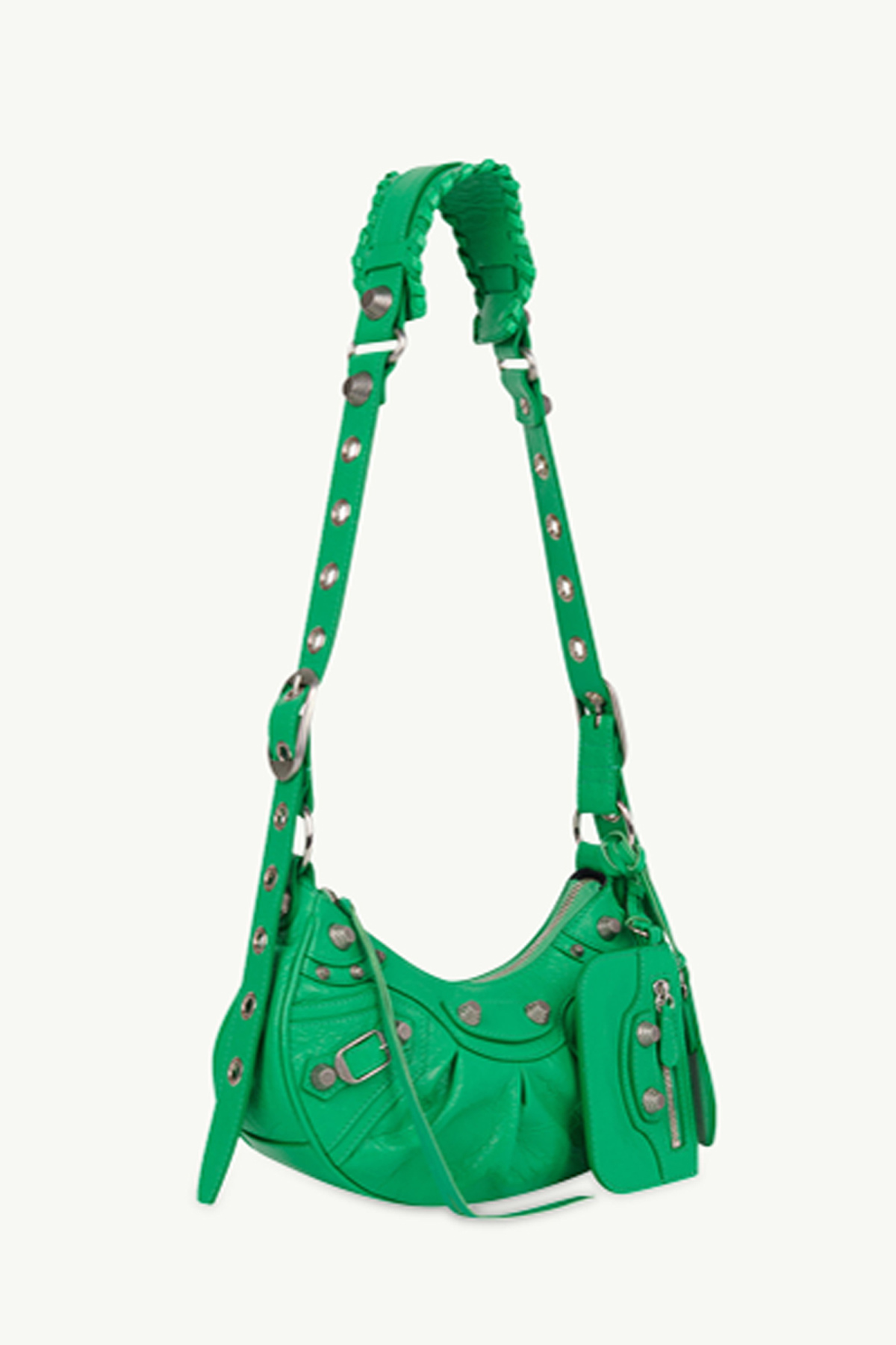 BALENCIAGA Le Cagole XS Shoulder Bag in Green Arena Lambskin SHW 2