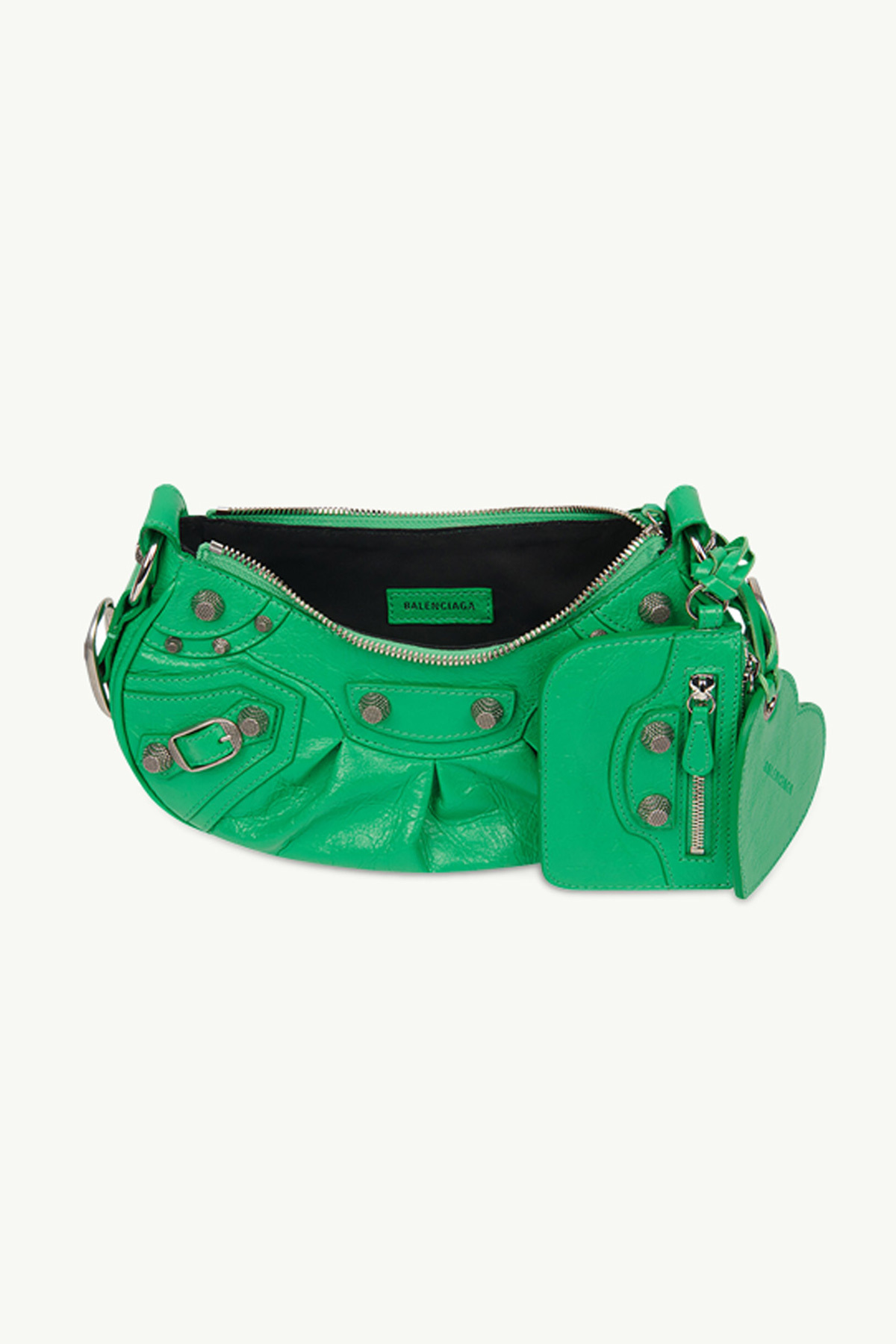 BALENCIAGA Le Cagole XS Shoulder Bag in Green Arena Lambskin SHW 3