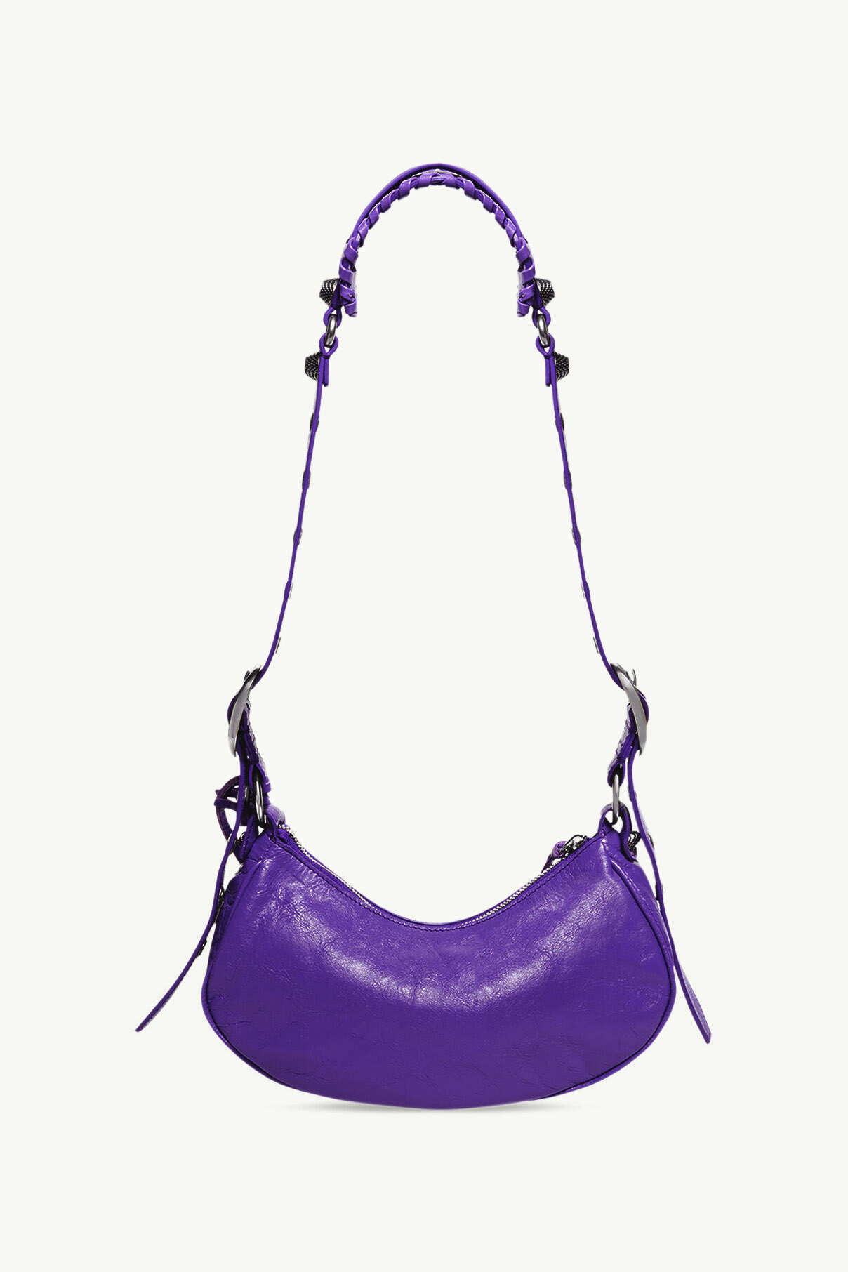 BALENCIAGA Le Cagole XS Shoulder Bag in Purple Arena Lambskin SHW 1