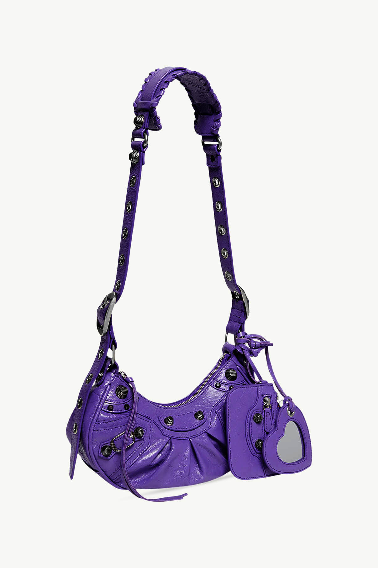 BALENCIAGA Le Cagole XS Shoulder Bag in Purple Arena Lambskin SHW 2