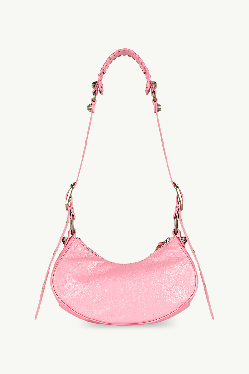 BALENCIAGA Le Cagole XS Shoulder Bag in Pink Arena Lambskin SHW 1