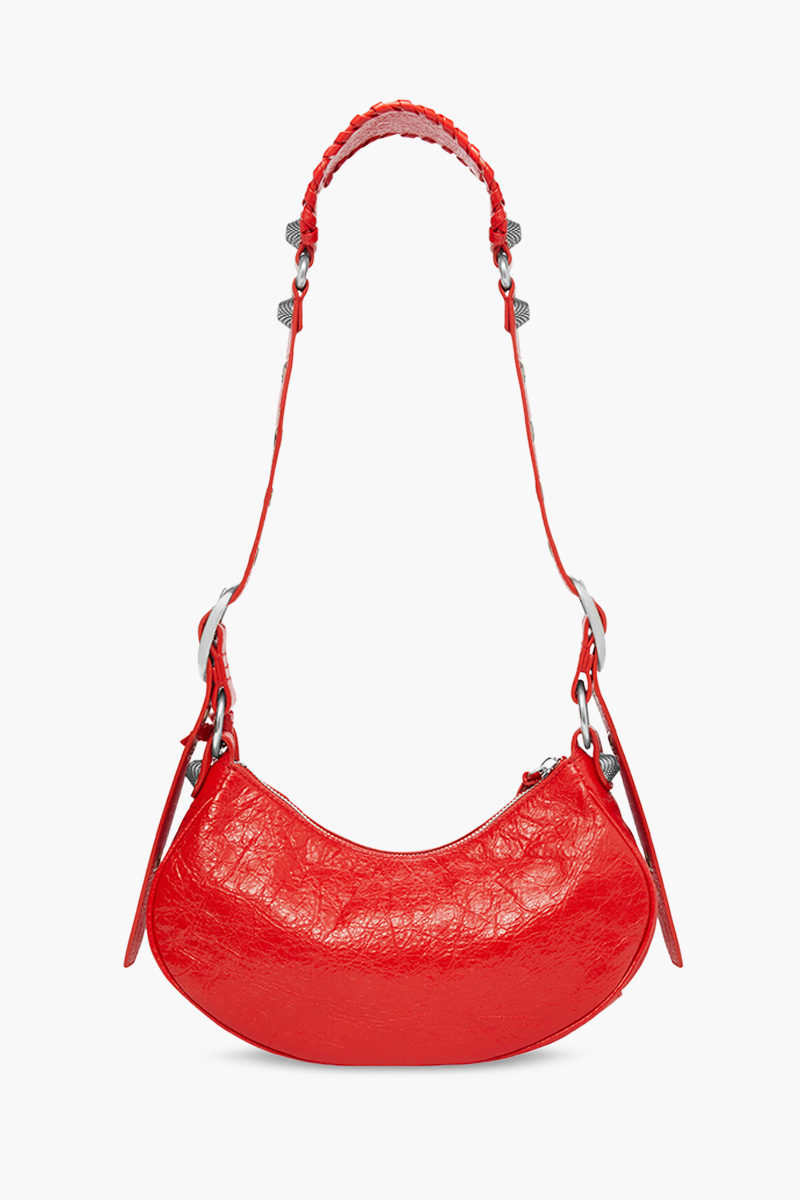 BALENCIAGA Le Cagole XS Shoulder Bag in Tomato Red Arena Lambskin SHW 1