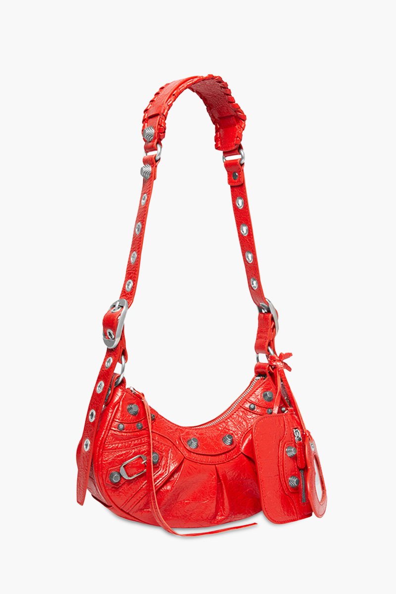 BALENCIAGA Le Cagole XS Shoulder Bag in Tomato Red Arena Lambskin SHW 2