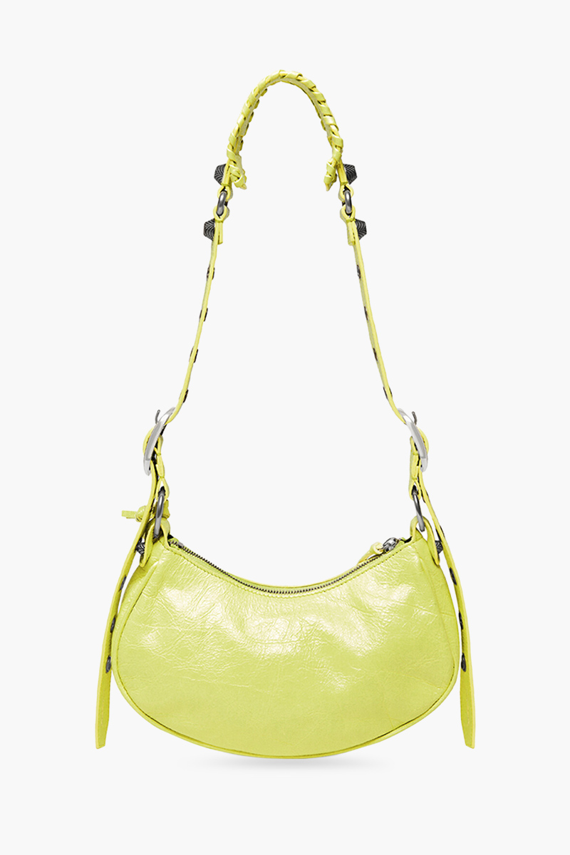 BALENCIAGA Le Cagole XS Shoulder Bag in Yellow Arena Lambskin SHW 1