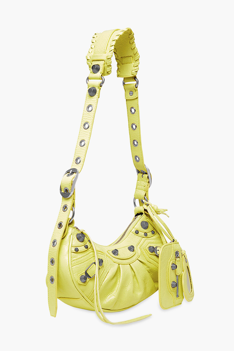 BALENCIAGA Le Cagole XS Shoulder Bag in Yellow Arena Lambskin SHW 2