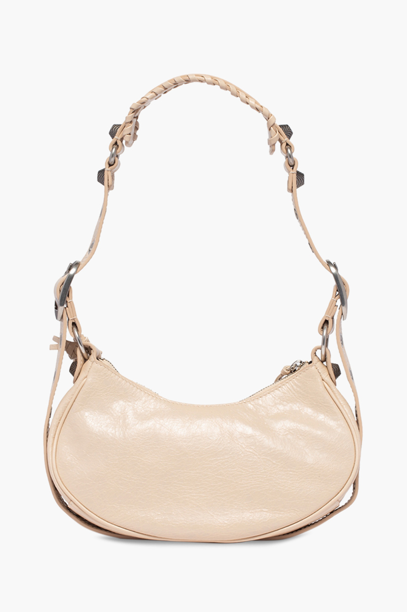 BALENCIAGA Le Cagole XS Shoulder Bag in Sand Beige Arena Lambskin SHW 1