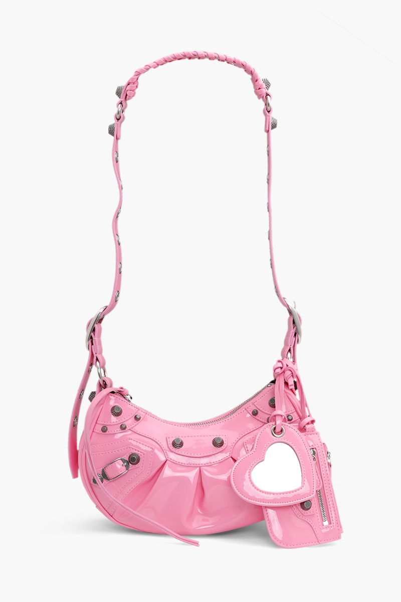 BALENCIAGA Le Cagole XS Shoulder Bag in Sweet Pink Patent SHW 0