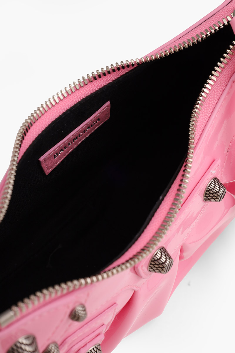 BALENCIAGA Le Cagole XS Shoulder Bag in Sweet Pink Patent SHW 3