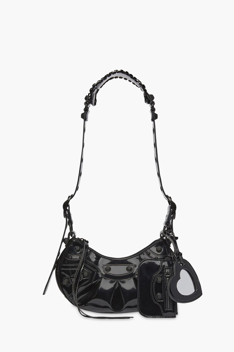 BALENCIAGA Le Cagole XS Shoulder Bag in Black Patent BHW 0