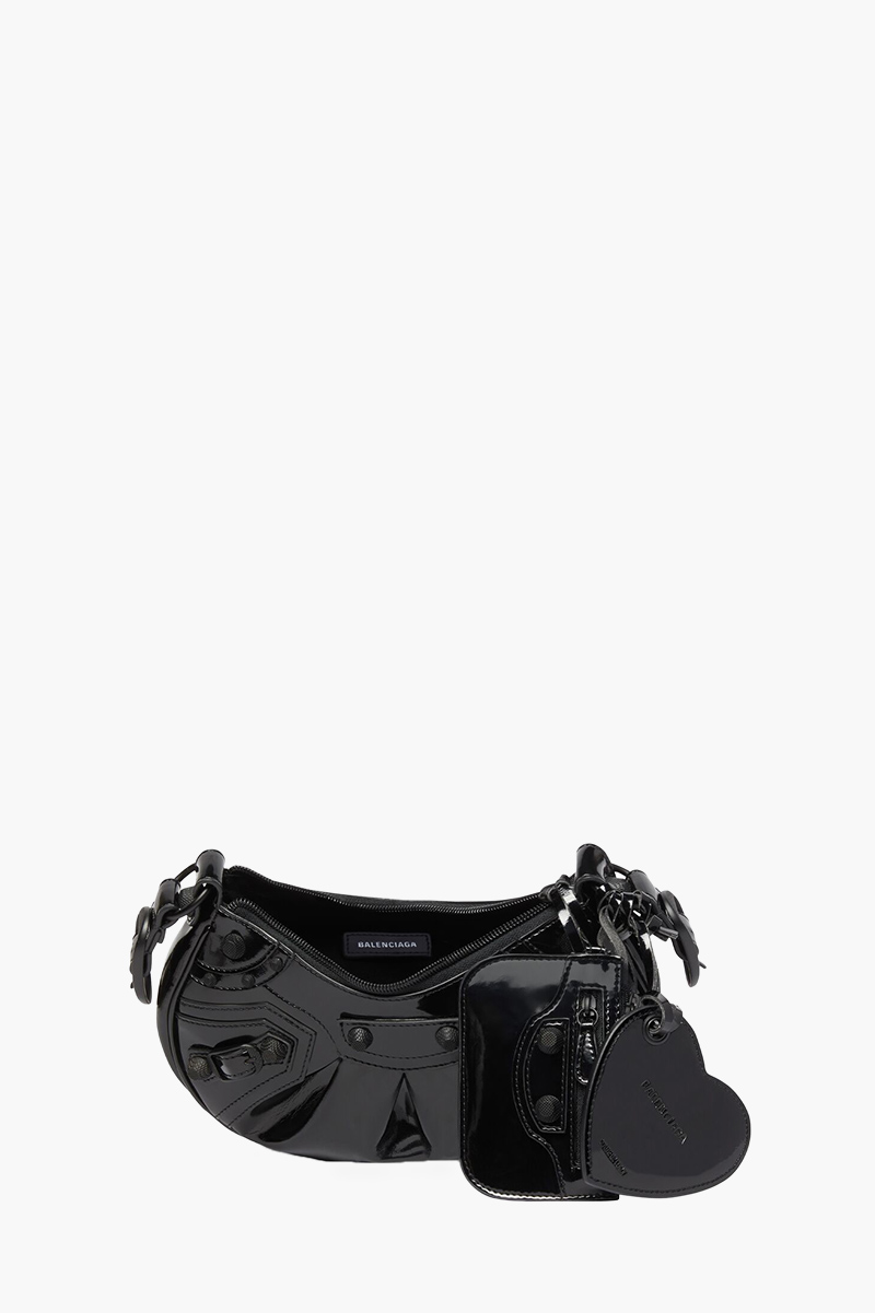 BALENCIAGA Le Cagole XS Shoulder Bag in Black Patent BHW 3