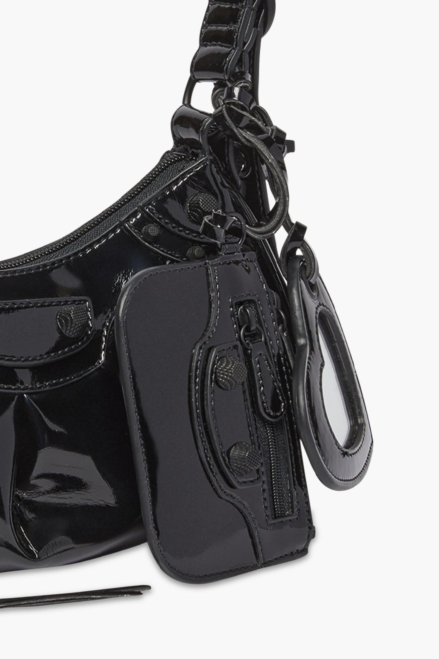 BALENCIAGA Le Cagole XS Shoulder Bag in Black Patent BHW 4