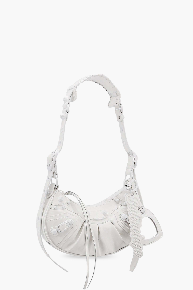 BALENCIAGA Le Cagole XS Shoulder Bag in White with Logo Keychain 2