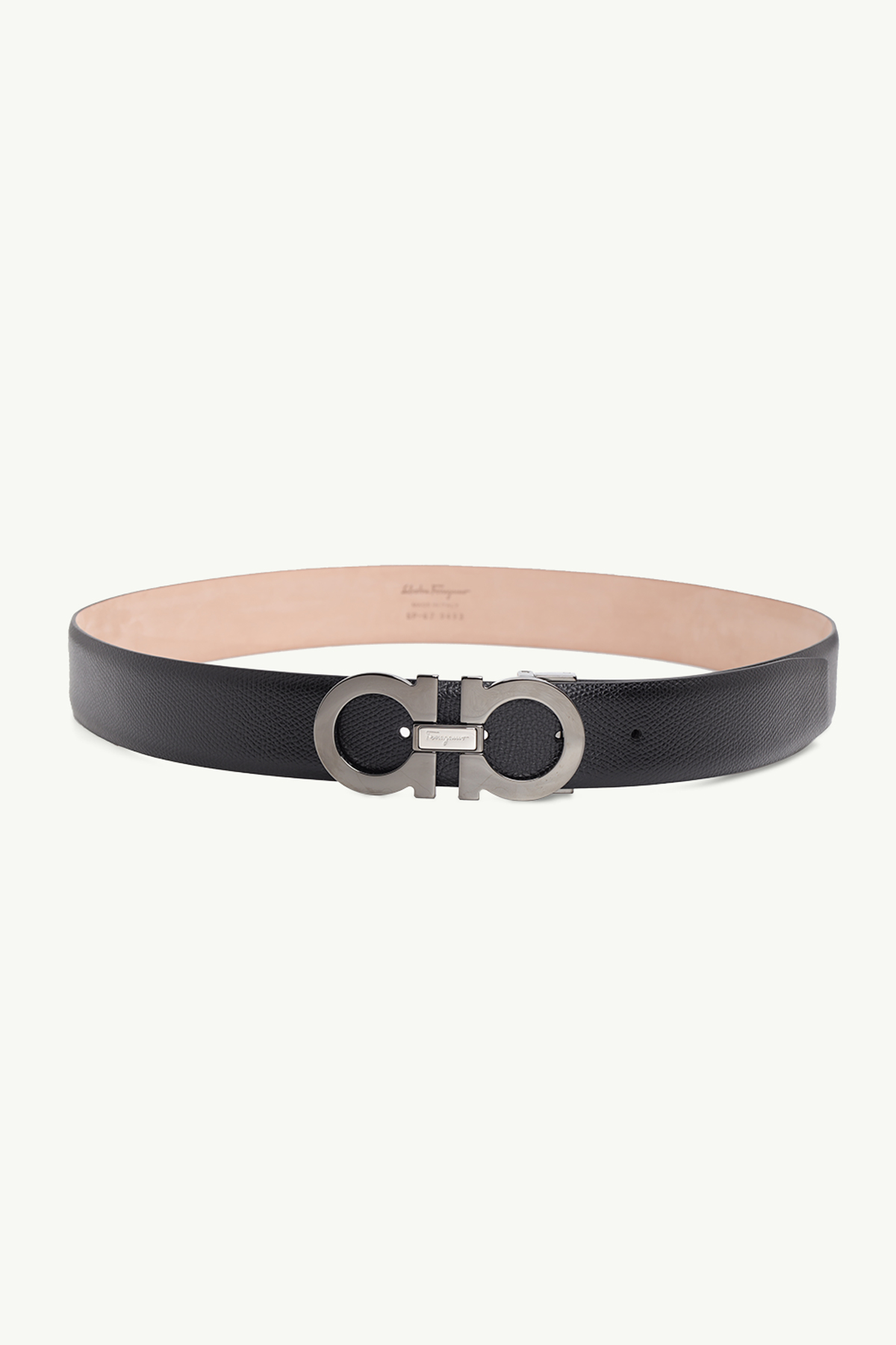 SALVATORE FERRAGAMO Men Adjustable Gancini Belt 3.5cm in Black Calfskin RHW 0