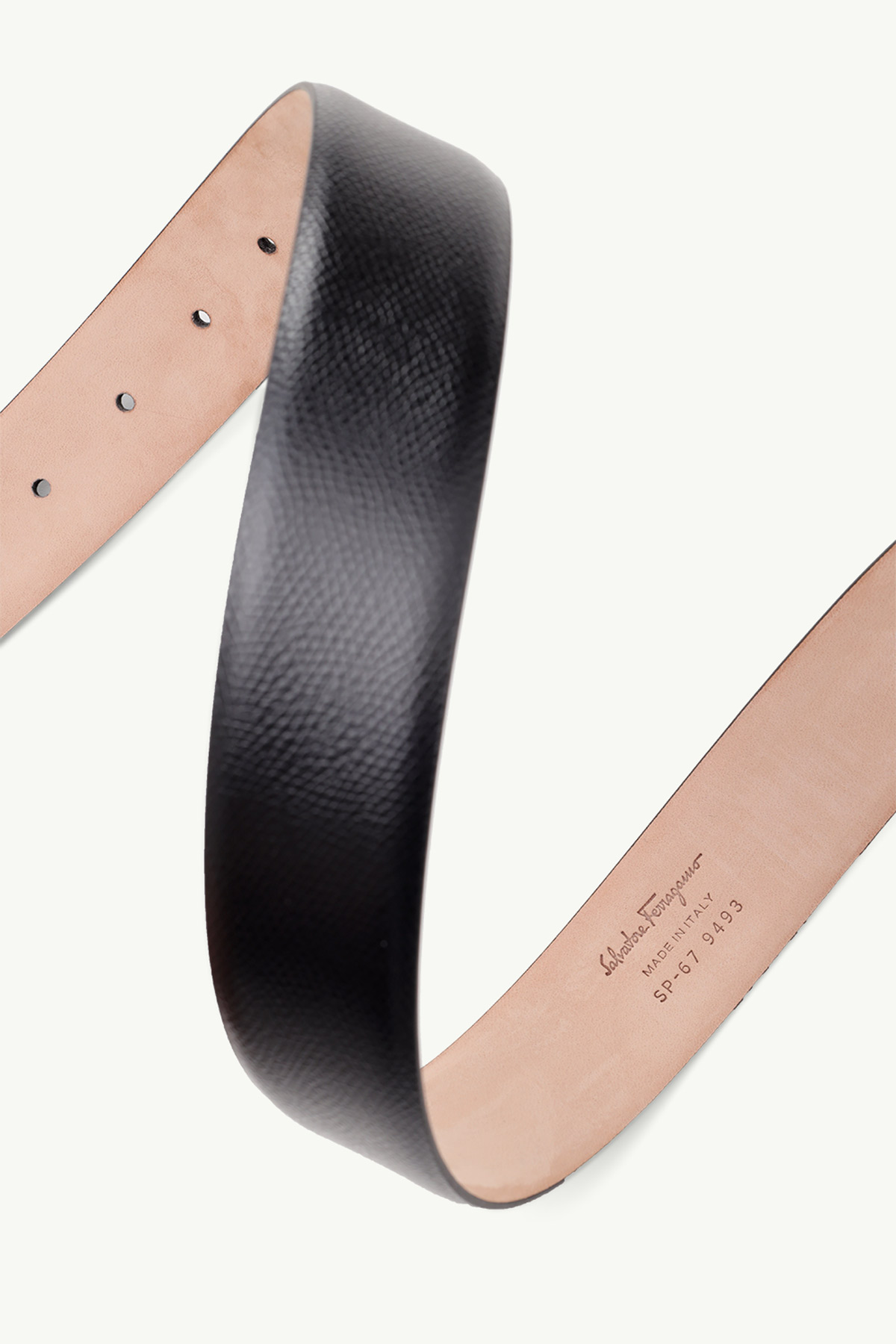 SALVATORE FERRAGAMO Men Adjustable Gancini Belt 3.5cm in Black Calfskin RHW 4