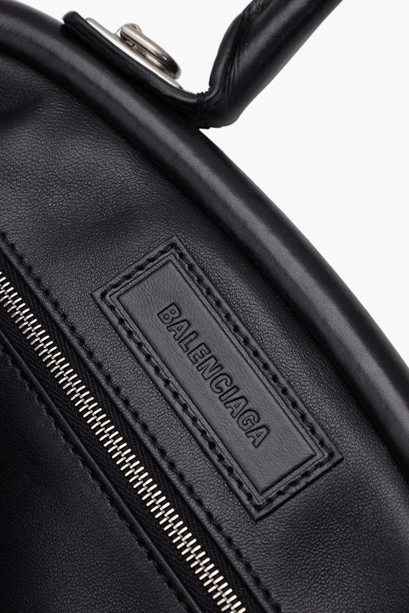 BALENCIAGA Editor B Logo Engraved Frame Top Handle Bag in Black Leather 3