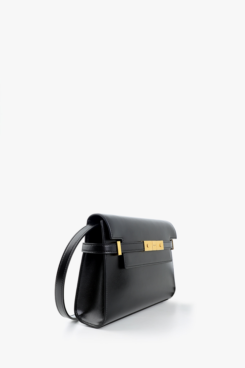SAINT LAURENT Small Manhattan Shoulder Bag in Black Calfskin Leather Bronze Hardware 1