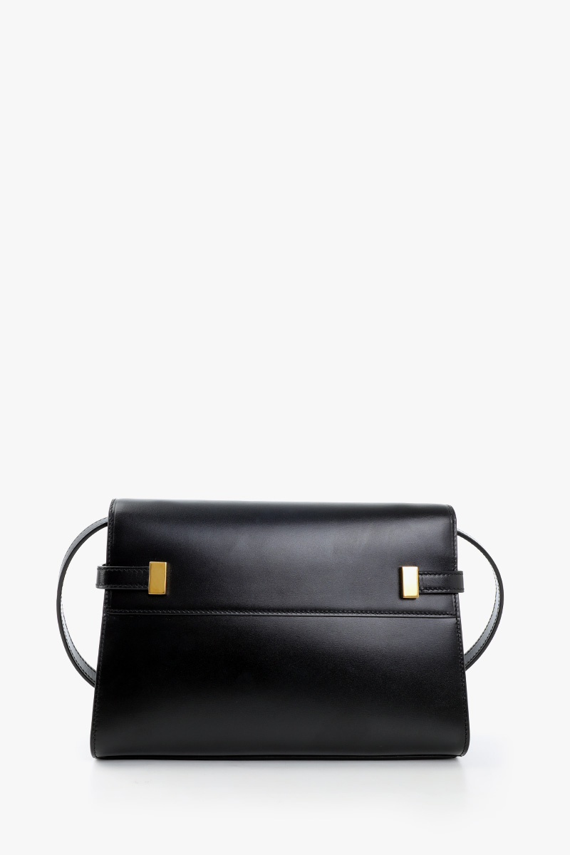 SAINT LAURENT Small Manhattan Shoulder Bag in Black Calfskin Leather Bronze Hardware 2