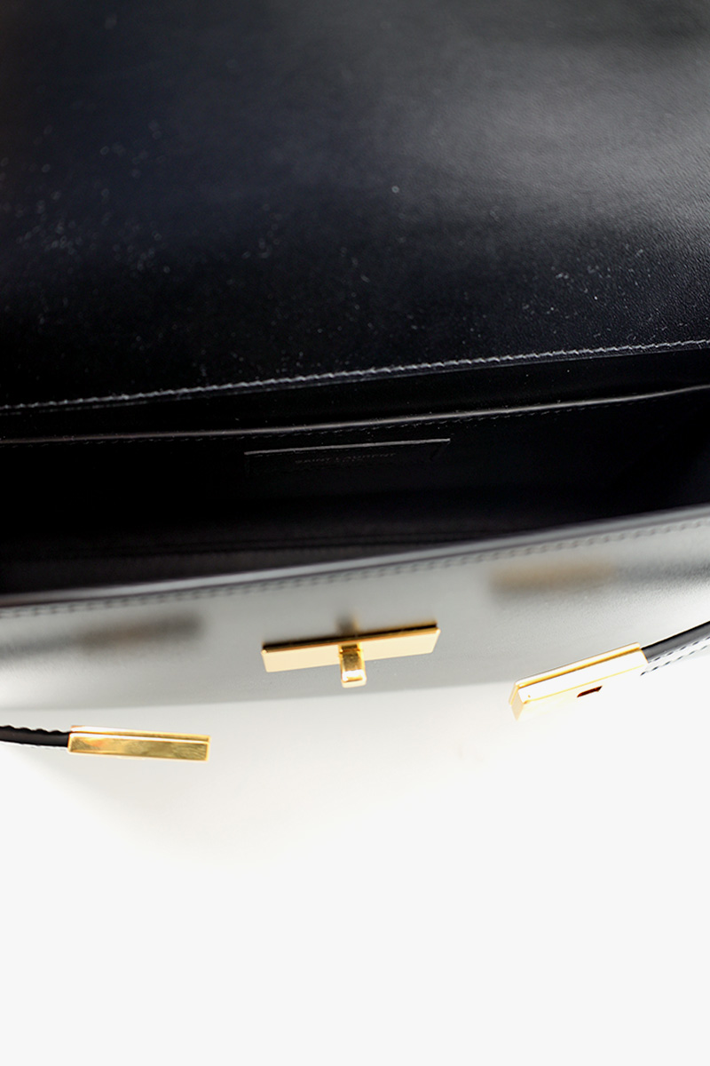 SAINT LAURENT Small Manhattan Shoulder Bag in Black Calfskin Leather Bronze Hardware 4