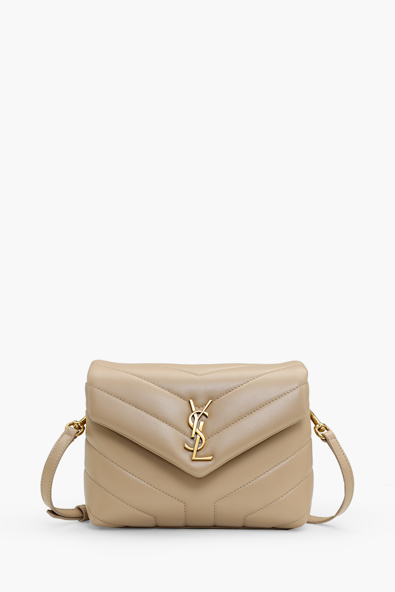 SAINT LAURENT Toy Loulou Shoulder Bag in Dark Beige GHW 0