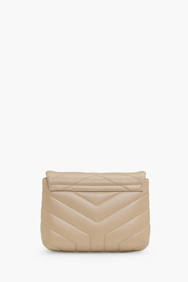 SAINT LAURENT Toy Loulou Shoulder Bag in Dark Beige GHW 1