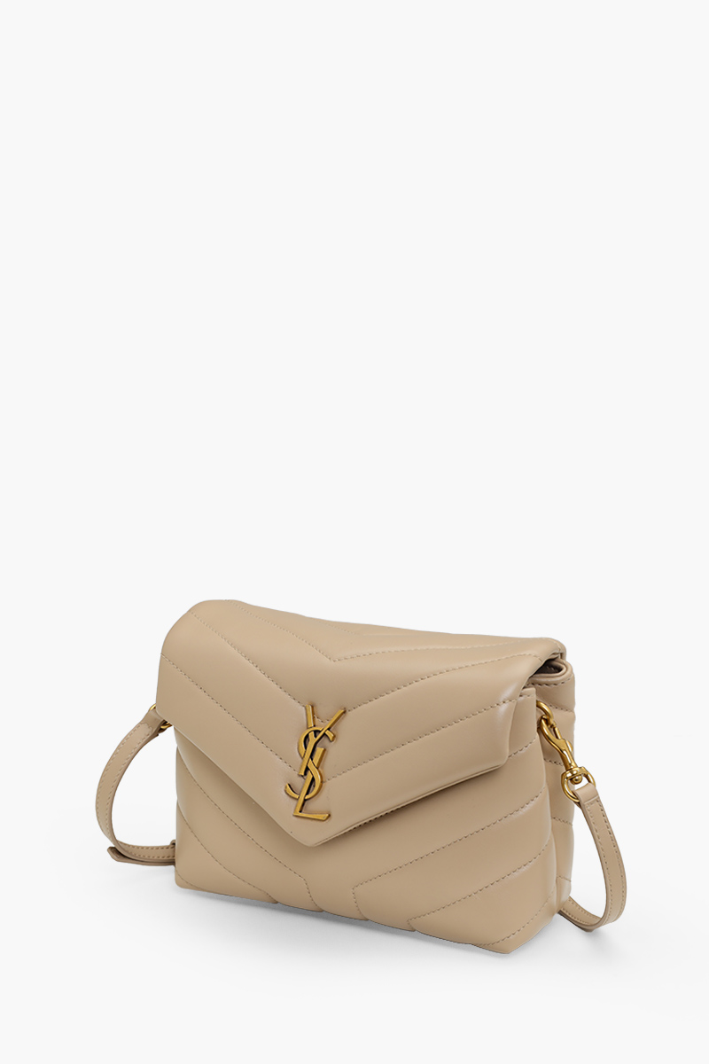 SAINT LAURENT Toy Loulou Shoulder Bag in Dark Beige GHW 2