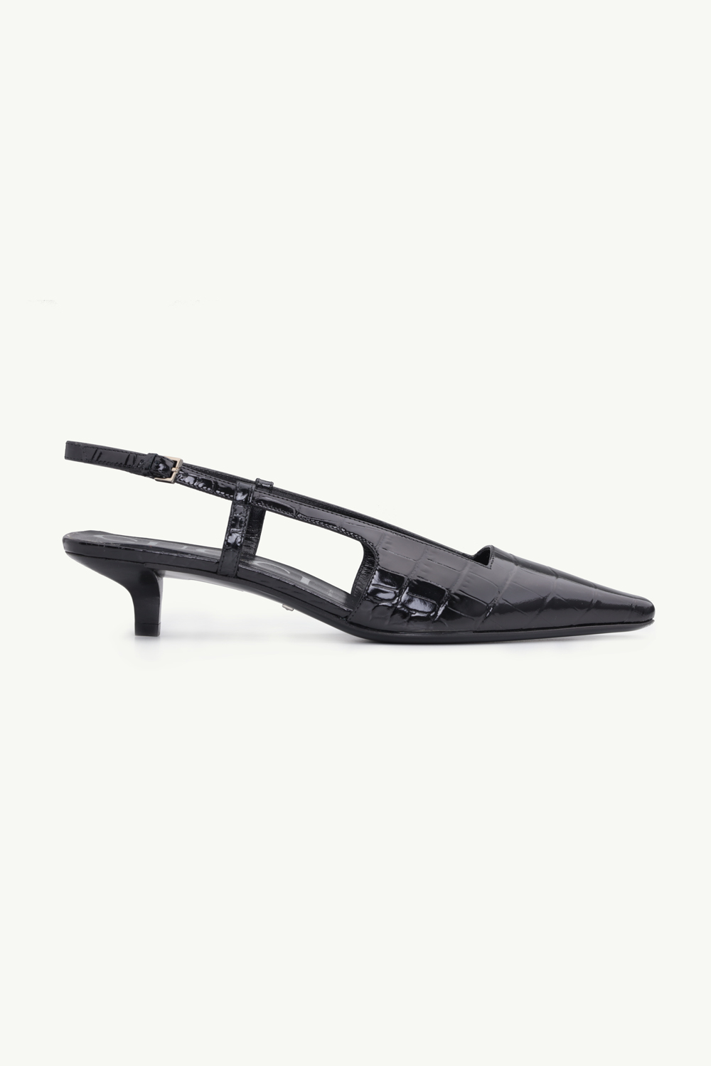 GUCCI Women Aria Low-Heel Slingback Pumps 35mm in Black Crocodile Print Leather 0