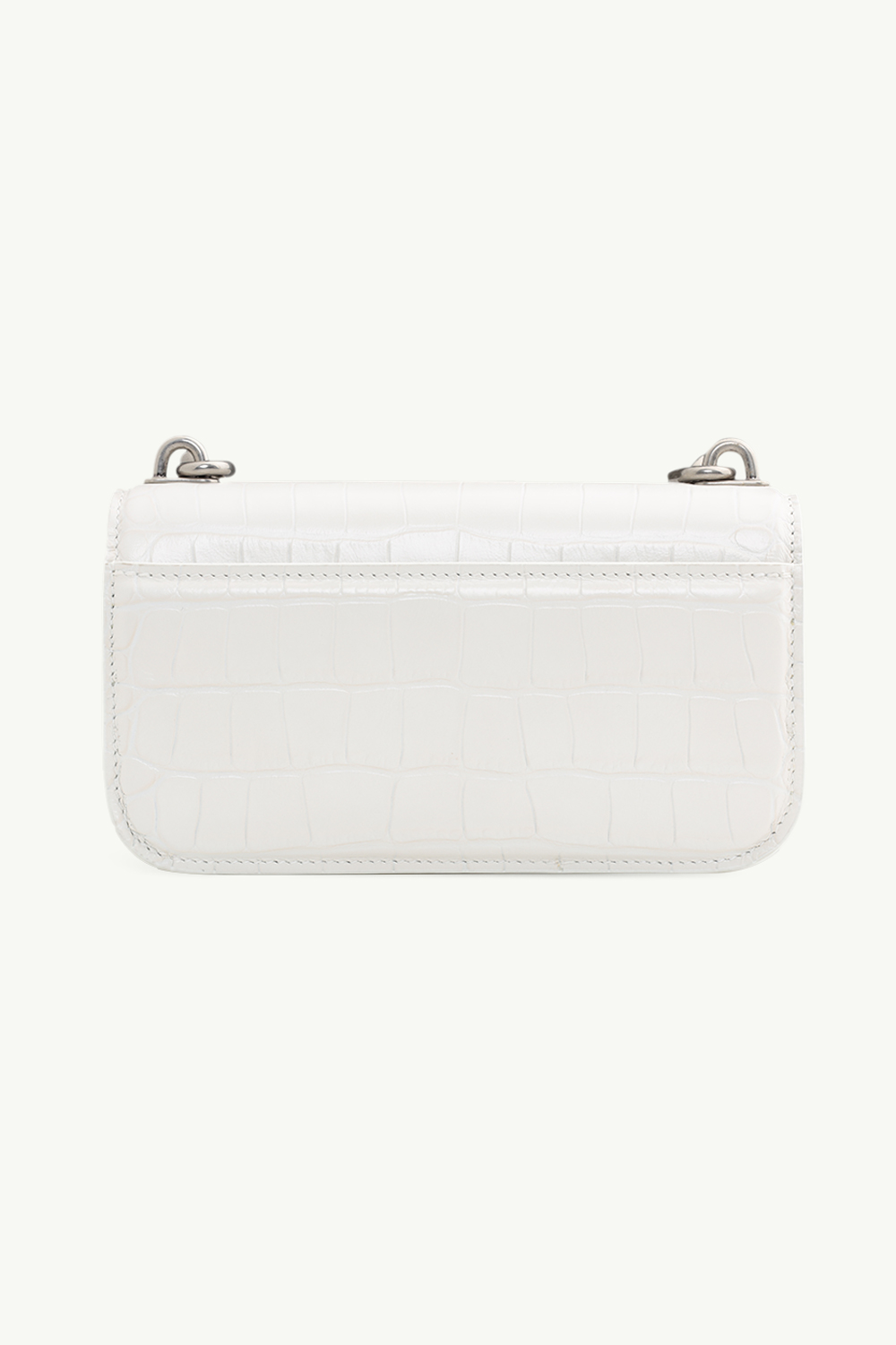 BALENCIAGA Gossip XS Chain Crossbody Bag in All White Croco-Embossed SHW 1